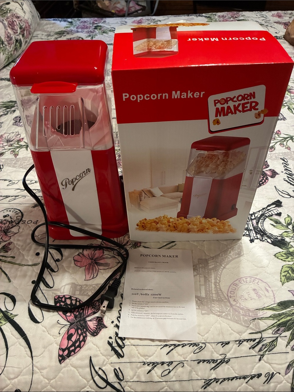 Red and White Popcorn Maker-NIB